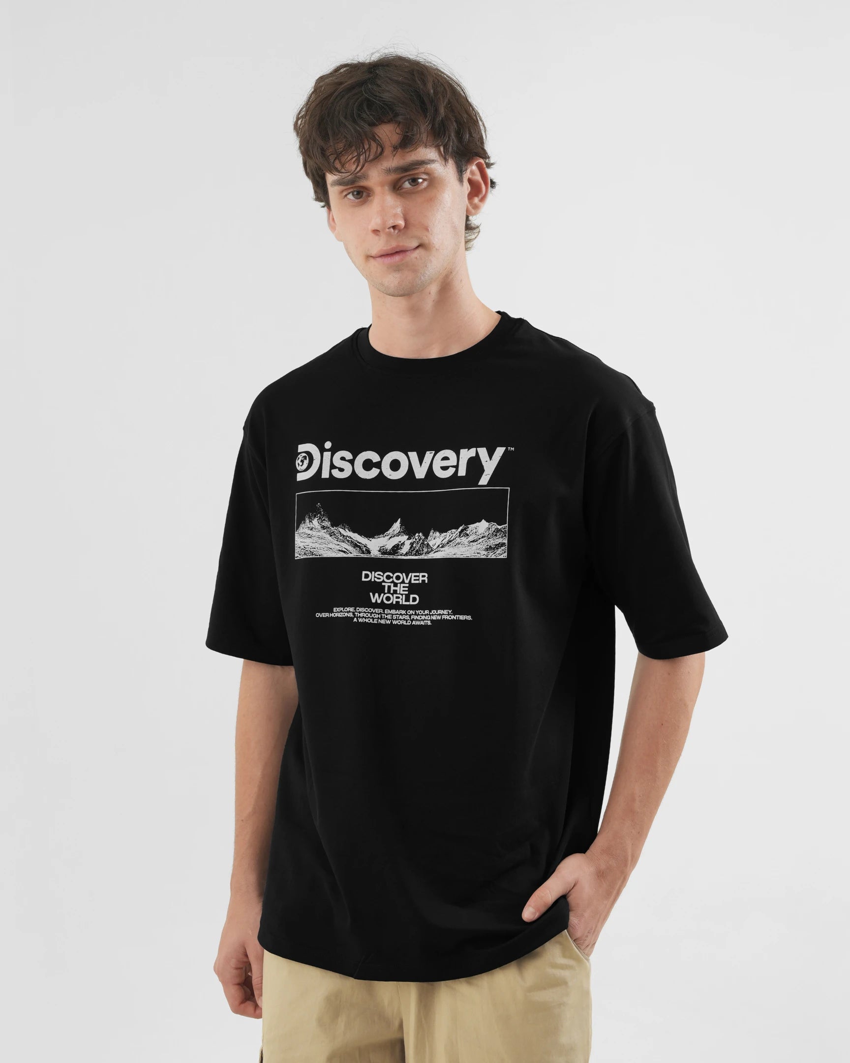 Buy DISCOVERY Men's Moon Explorer Graphic Tee (Black) Online in