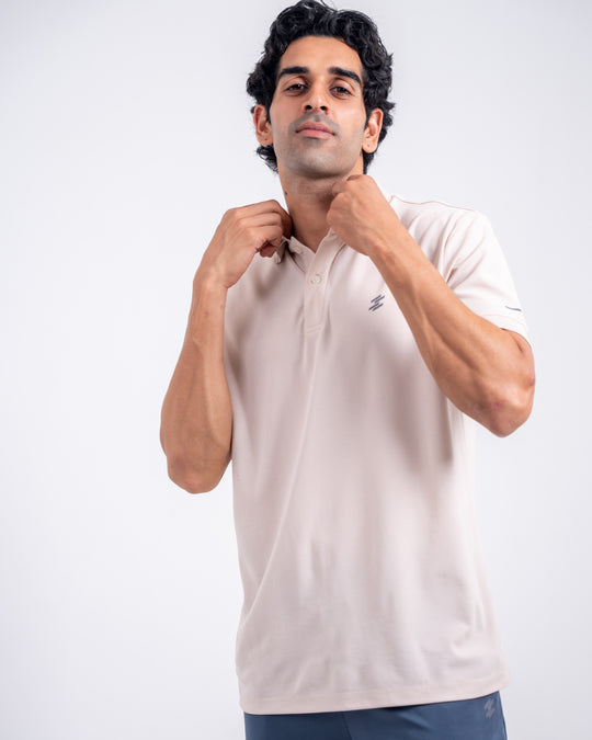 DCYPHR Men`s AUSM5X™ Polo-Ivory Mist