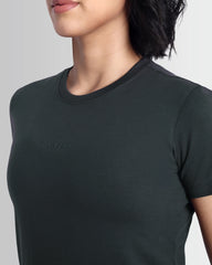 Women Essentials Stretch Brand Tee - Charcoal