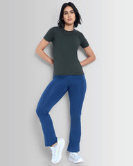 Women Essentials Stretch Brand Tee - Charcoal