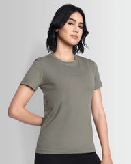 Women Essentials Stretch Brand Tee - Mud