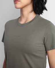 Women Essentials Stretch Brand Tee - Mud