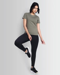 Women Essentials Stretch Brand Tee - Mud