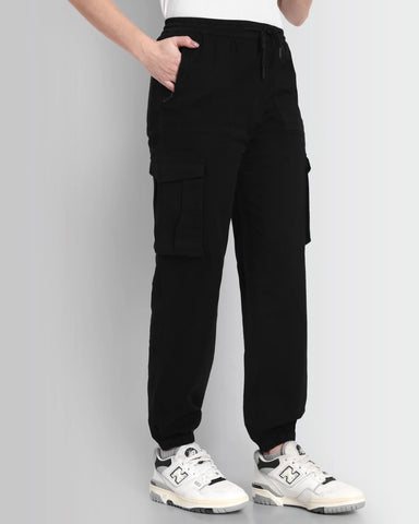 Street Grid Cargo Joggers - Black