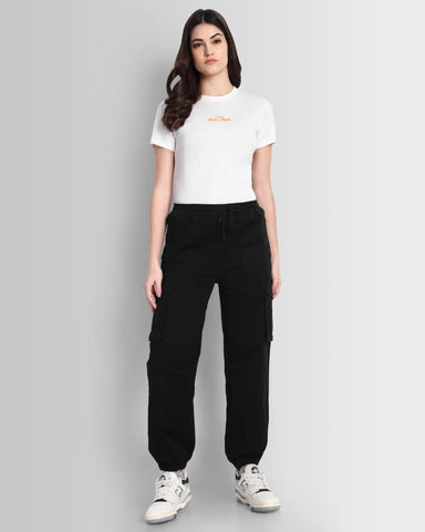 Street Grid Cargo Joggers - Black