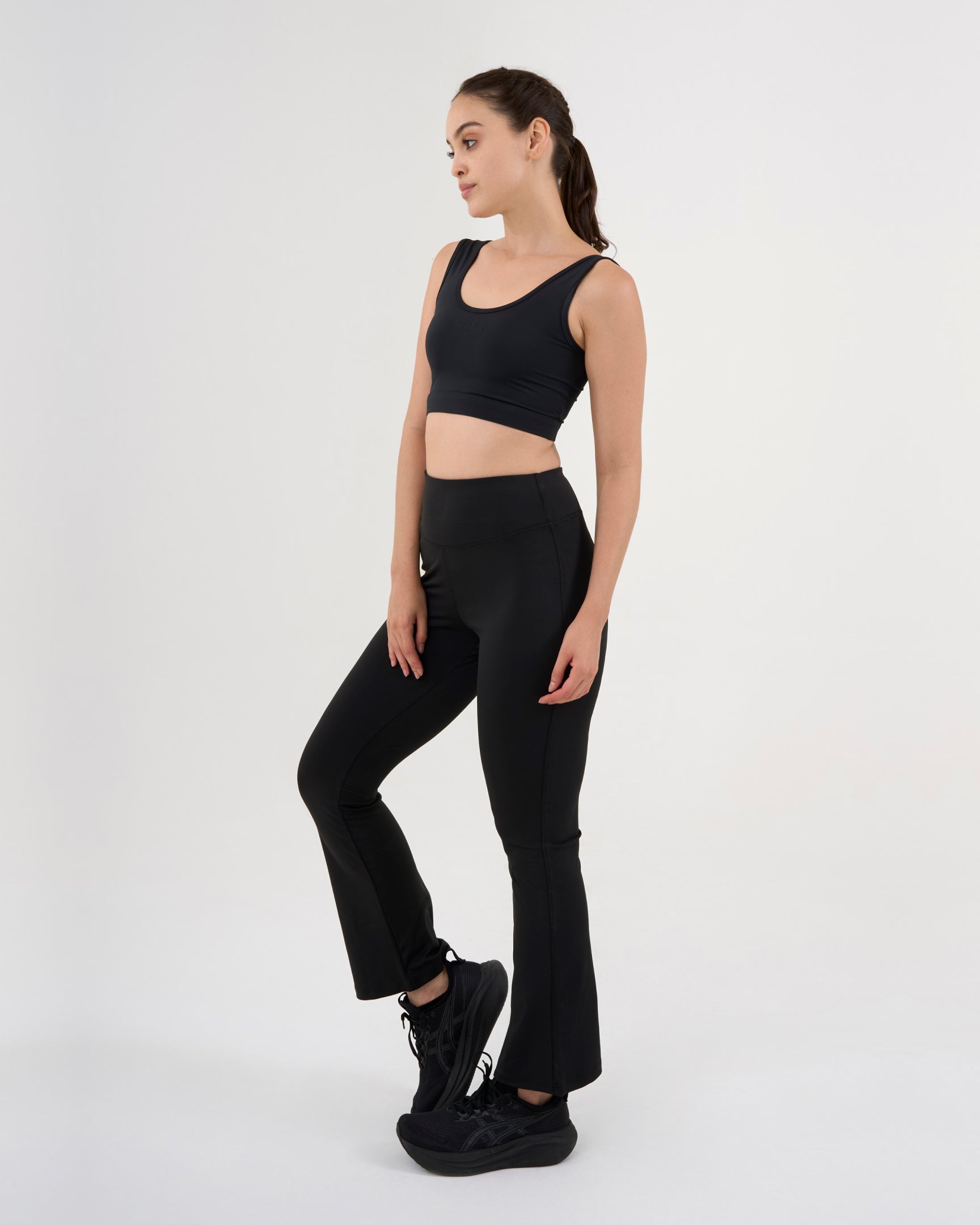 DCYPHR Women's High-Rise Flair Pants -Black