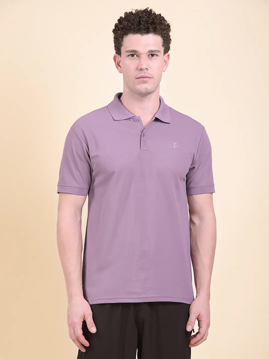 Man wearing a purple polo t-shirt (DCYPHR Men&