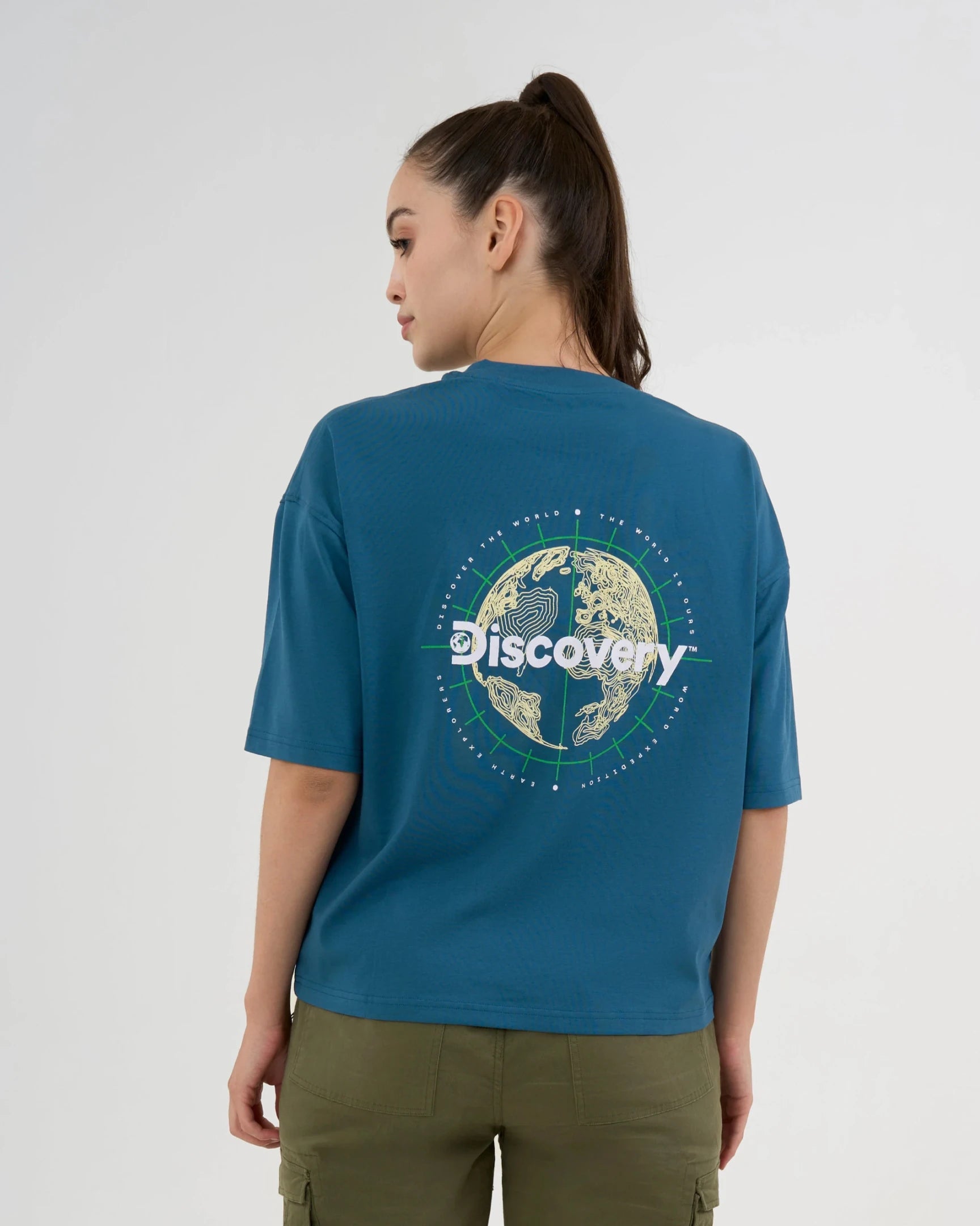 DCYPHR DISCOVERY Women's Discover World Graphic Tee-Deep Teal