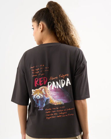 DISCOVERY Women's Red Panda Graphic Tee-Dark Night