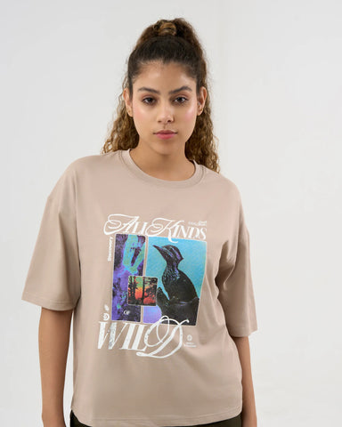 DCYPHR DISCOVERY Women's All Kinds Wild Graphic Tee-Dune Earth