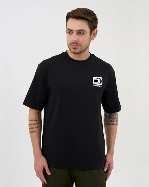 DISCOVERY Men's Retro Graphic Tee - Black