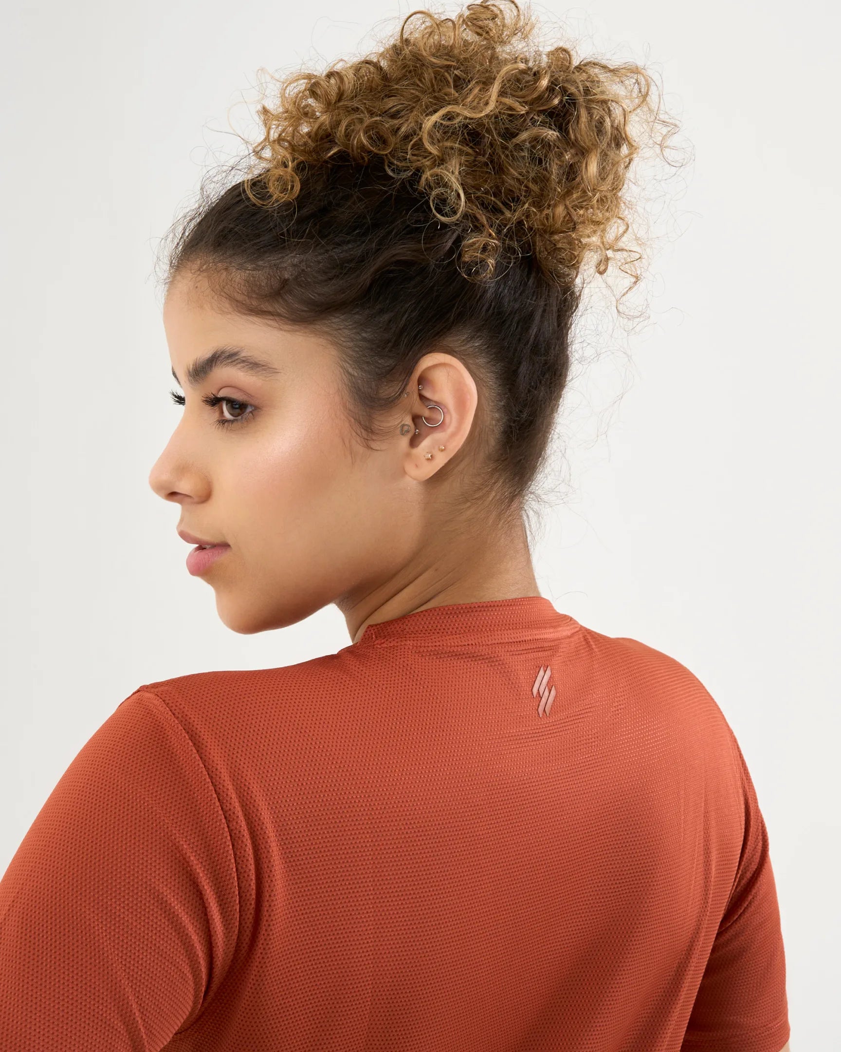 DCYPHR Women's AUSM5X™ Mesh Tee-Burnt Orange