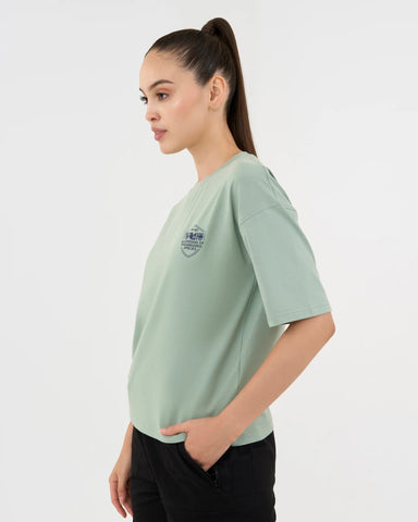 DISCOVERY Women's Blue Whale Graphic Tee-Ice Green