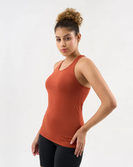 DCYPHR Women's AUSM5X™ Waist-Length Racerback Tank Top - Burnt Orange