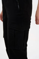 Street Grid Cargo Joggers - Black