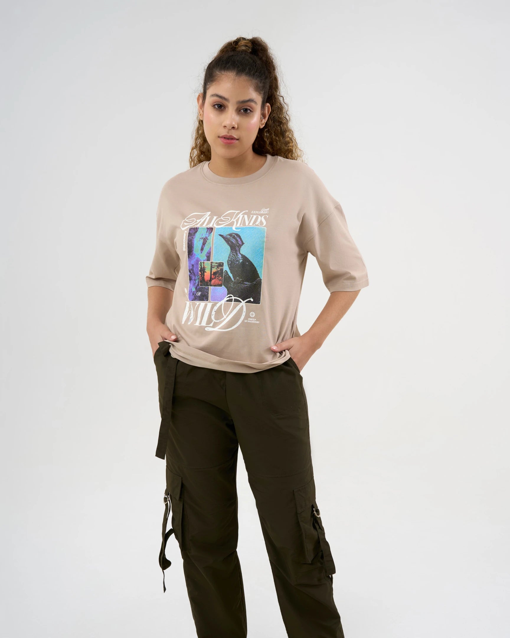 DCYPHR DISCOVERY Women's All Kinds Wild Graphic Tee-Dune Earth