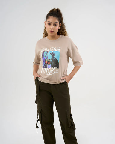 DCYPHR DISCOVERY Women's All Kinds Wild Graphic Tee-Dune Earth