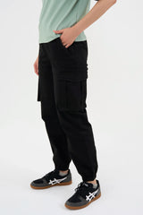 Street Grid Cargo Joggers - Black
