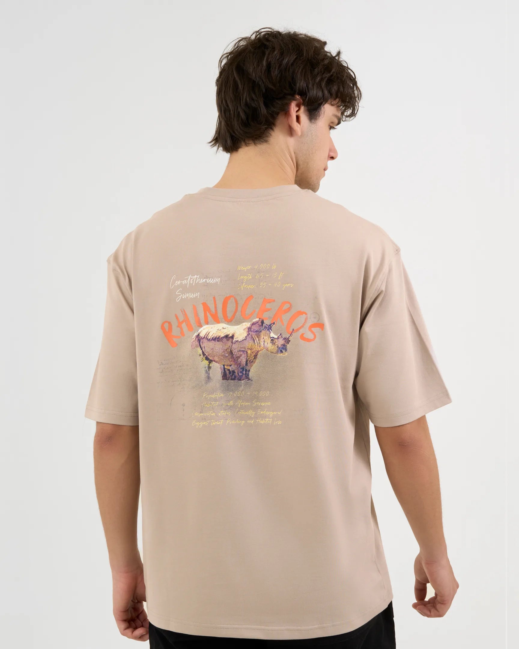 DISCOVERY Men's Rhinoceros Graphic Tee-Dune Earth