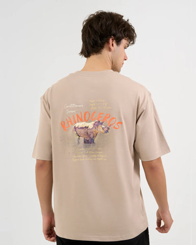 DISCOVERY Men's Rhinoceros Graphic Tee-Dune Earth