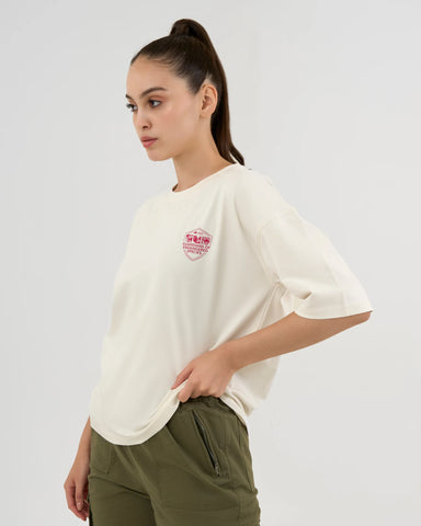 DISCOVERY Women's Galapagos Penguin Graphic Tee-Off-white