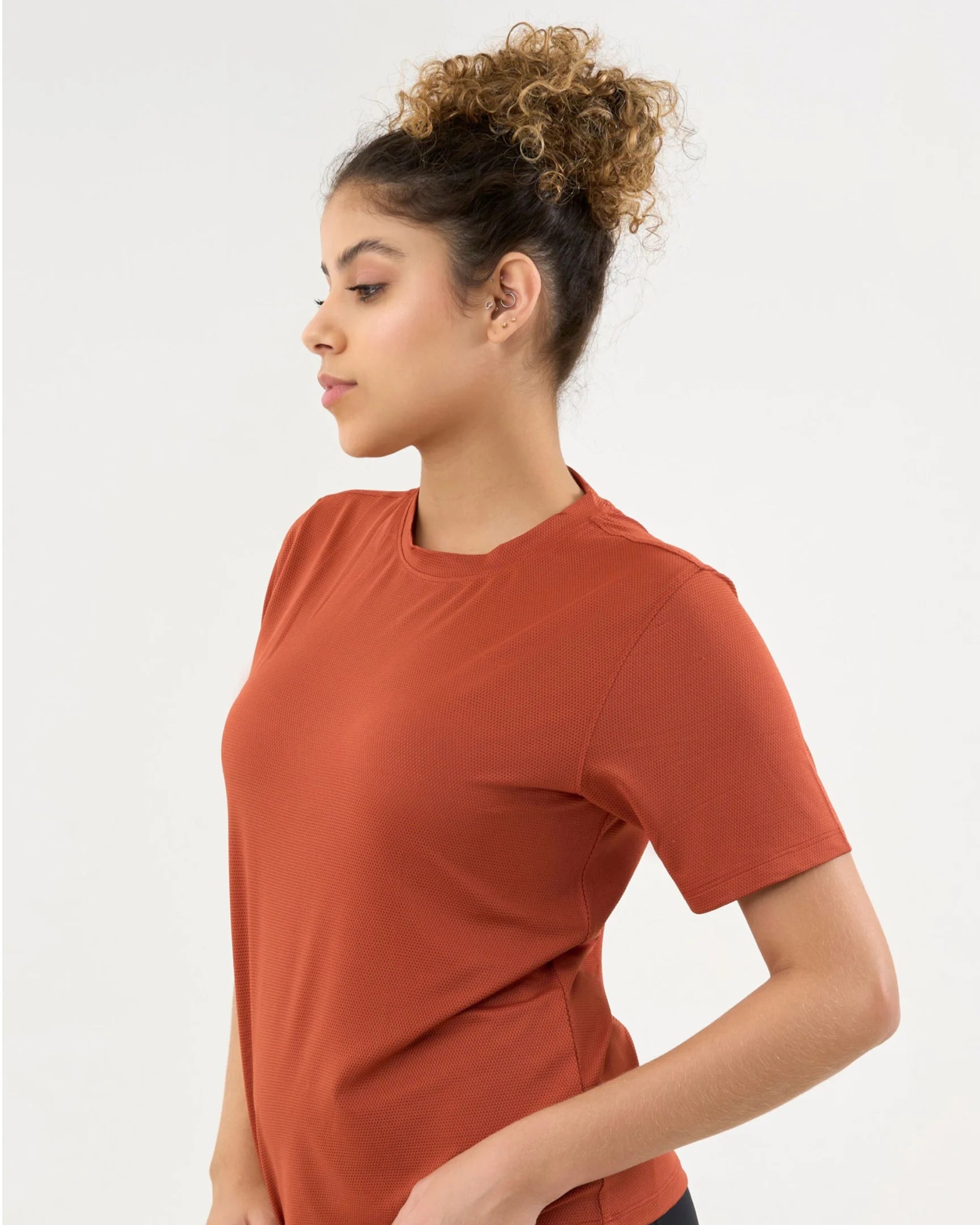 DCYPHR Women's AUSM5X™ Mesh Tee-Burnt Orange